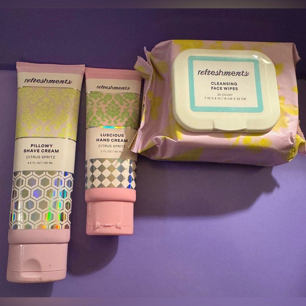 Refreshments Shave Hand Cream Wipes Lot Bundle Shave Cream Hand Cream Face Wipes